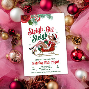 Invitation pour un Noël de fille en traîneau