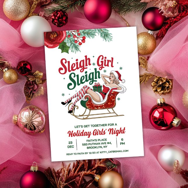 Invitation pour un Noël de fille en traîneau (Créateur téléchargé)