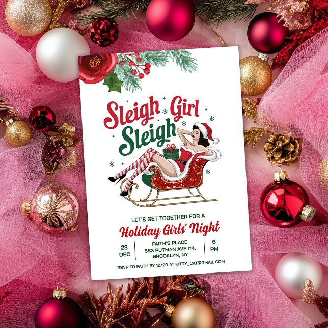 Invitation pour un Noël de fille en traîneau (Créateur téléchargé)