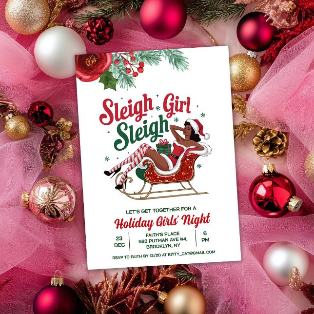 Invitation pour un Noël de fille en traîneau (Créateur téléchargé)