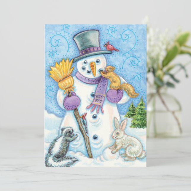 Invitation pour un Noël mignon avec bonhomme de ne (Debout devant)