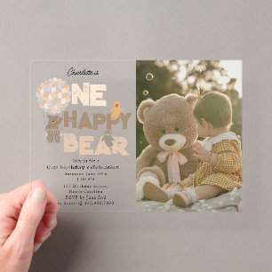 Invitation pour un ours heureux pour un 1er annive