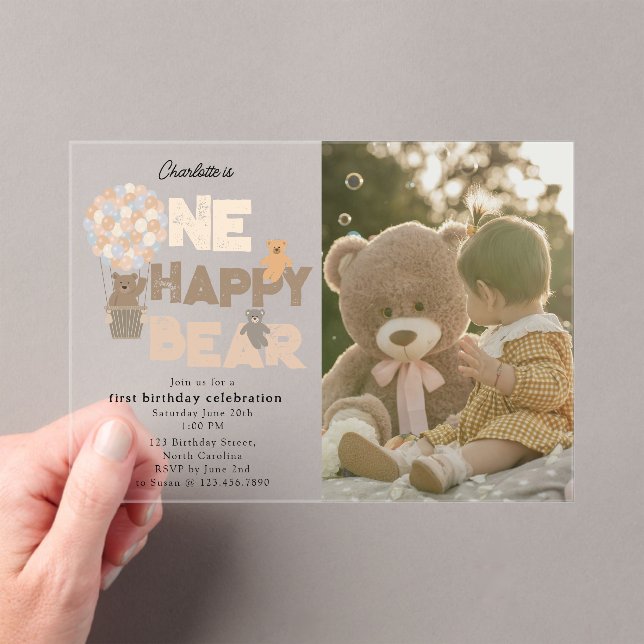 Invitation pour un ours heureux pour un 1er annive (In situ (ordinateur de poche))