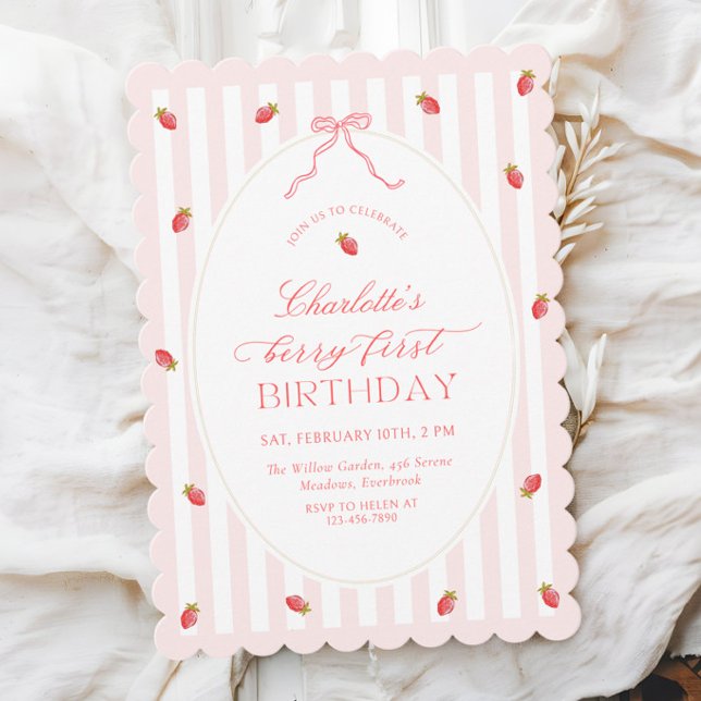 Invitation pour un premier anniversaire aux rayure (Créateur téléchargé)