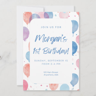 Invitation pour un premier anniversaire avec ballo