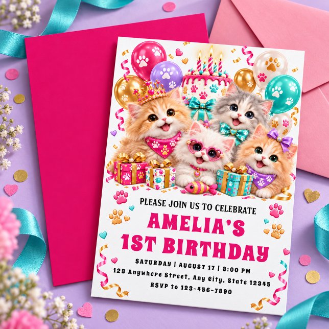 Invitation pour un premier anniversaire avec des c (Créateur téléchargé)