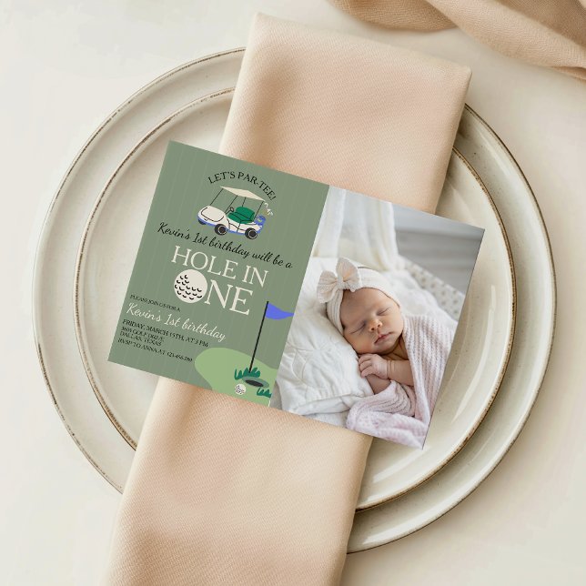 Invitation pour un premier anniversaire avec photo (Créateur téléchargé)