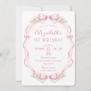Invitation pour un premier anniversaire avec un nœ