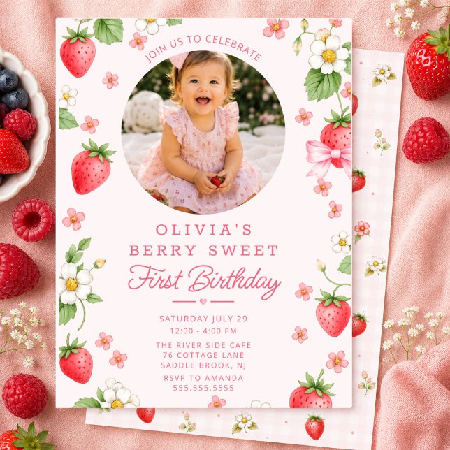 Invitation pour un premier anniversaire Berry Swee (Créateur téléchargé)