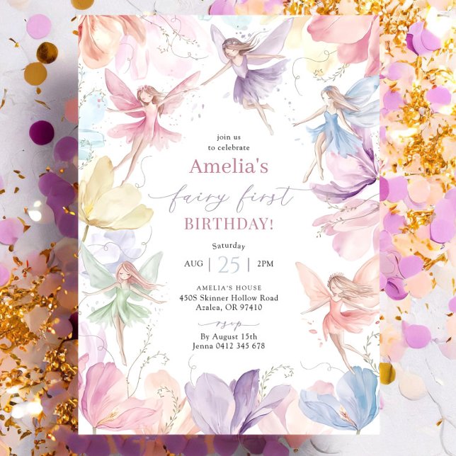 Invitation pour un premier anniversaire de fée, In (Créateur téléchargé)