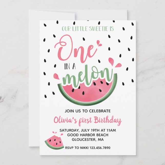 Invitation pour un premier anniversaire de One in  (Devant)