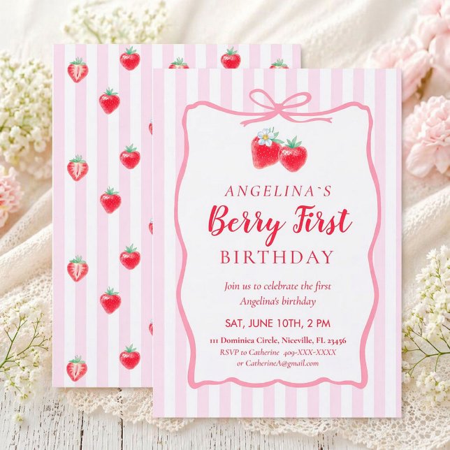 Invitation pour un premier anniversaire élégant . (Créateur téléchargé)