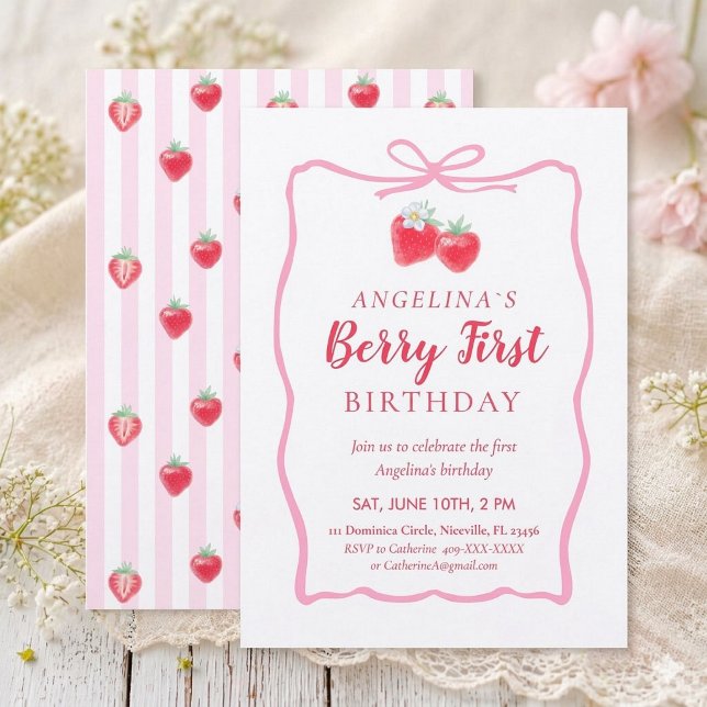 Invitation pour un premier anniversaire élégant . (Créateur téléchargé)
