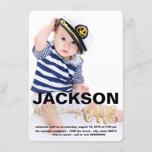 Invitation pour un premier anniversaire en or