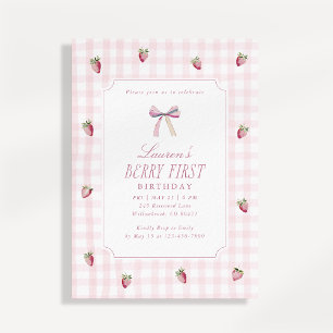 Invitation pour un premier anniversaire Gingham Fr