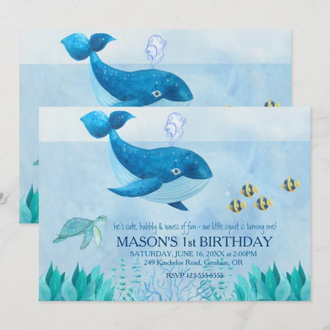 Invitation pour un premier anniversaire sur le thè (Devant / Derrière)