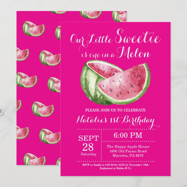 Invitation pour un premier anniversaire sur le thè (Devant / Derrière)