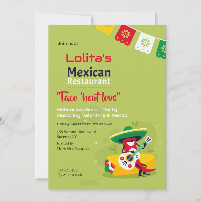 Invitation pour un restaurant mexicain (Devant)