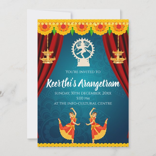 Invitation pour un spectacle de Bharatnatyam et in (Devant)