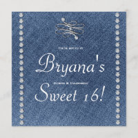Invitation pour un Sweet 16 avec emblème Denim & D