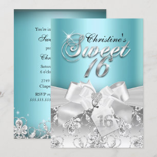 Invitation pour un Sweet 16 avec un arc en diamant