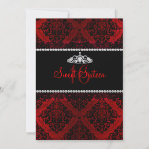 Invitation pour un Sweet Sixteen en Damassé Rouge