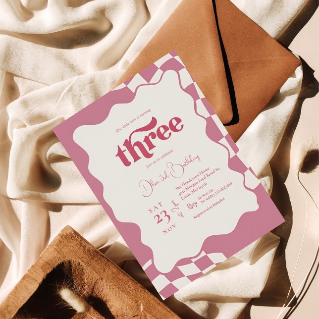 Invitation pour un troisième anniversaire rétro gr (Créateur téléchargé)