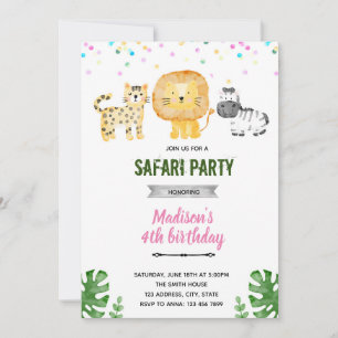 Invitation pour un zoo safari pastel