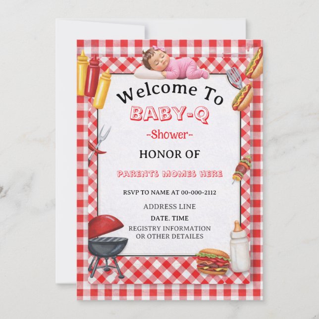 Invitation pour une Baby-Q Shower & BBQ Couple (Devant)