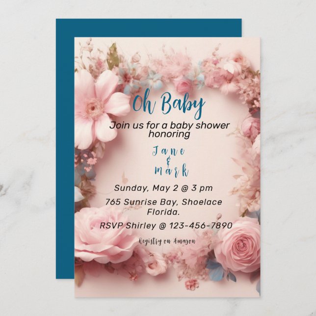 Invitation pour une baby shower (Devant / Derrière)