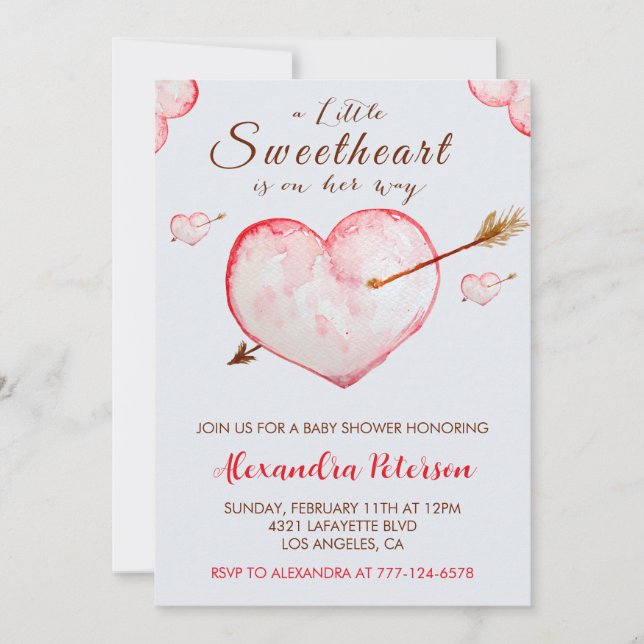 Invitation pour une baby shower à la Saint-Valenti (Devant)