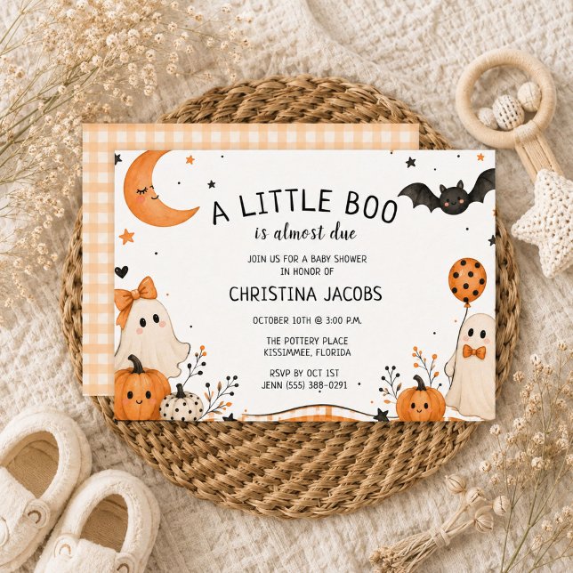 Invitation pour une Baby Shower à l'occasion d'Hal (Cute Ghost Halloween Fall Baby Shower Invite)