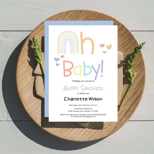 Invitation pour une Baby Shower Arc-en-ciel Mignon (Créateur téléchargé)