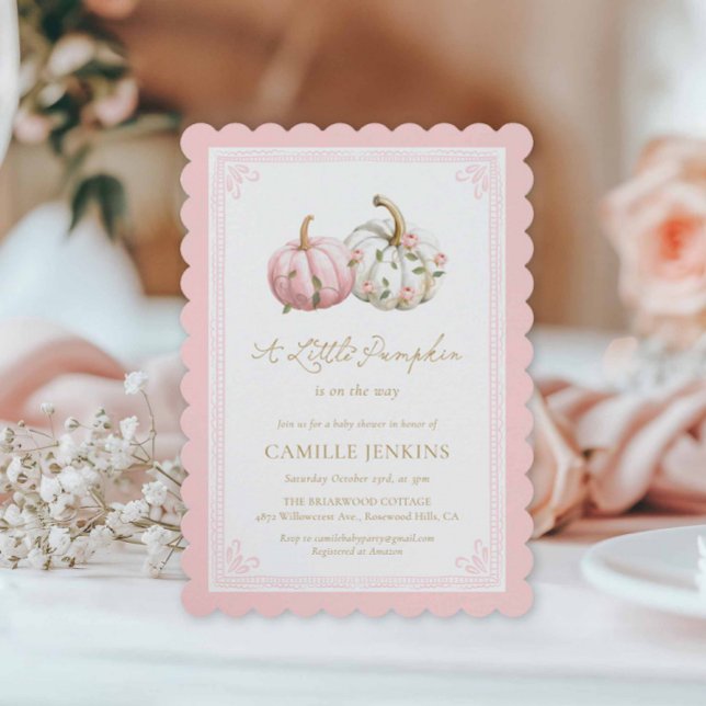 Invitation pour une Baby Shower automnale avec cit (Fall Pink Girl Baby Shower Invitation)