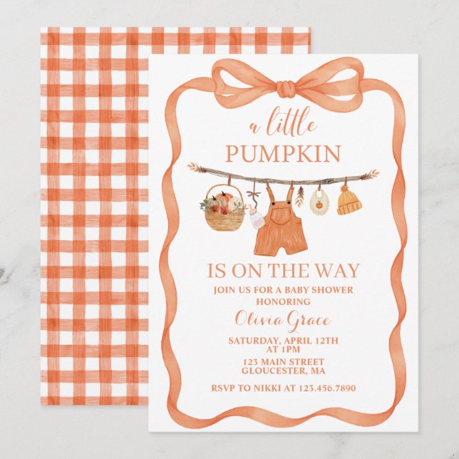 Invitation pour une Baby Shower automnale Bébé Cit (Devant / Derrière)