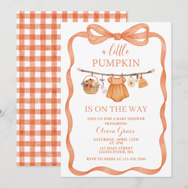 Invitation pour une Baby Shower automnale Bébé Cit (Devant / Derrière)