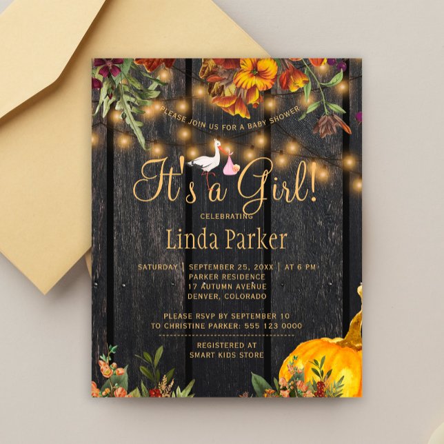 Invitation pour une baby shower automnale rustique (Créateur téléchargé)