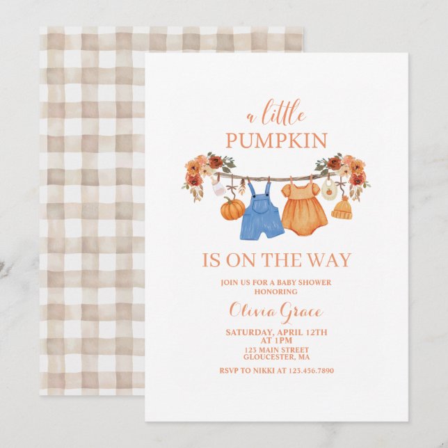 Invitation pour une Baby Shower automnale : Un Pet (Devant / Derrière)