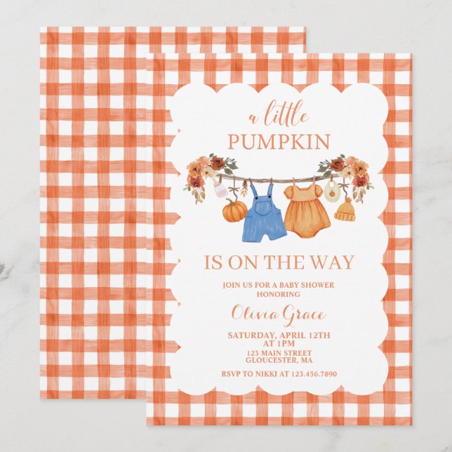 Invitation pour une Baby Shower Automne Bébé Citro (Devant / Derrière)