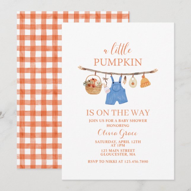 Invitation pour une Baby Shower Automne Bébé Citro (Devant / Derrière)