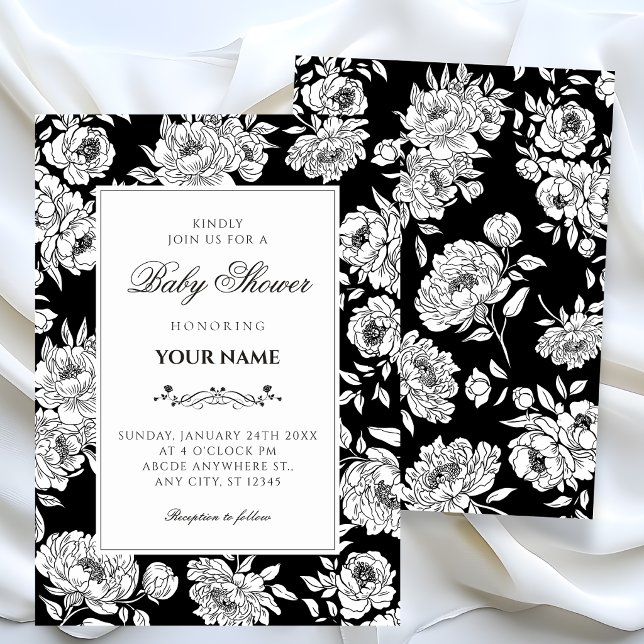 Invitation pour une baby shower aux roses noires (Créateur téléchargé)