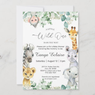 Invitation pour une baby shower avec des animaux d