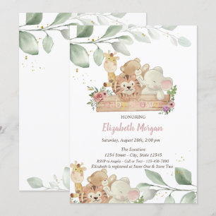 Invitation pour une baby shower avec des bébés ani