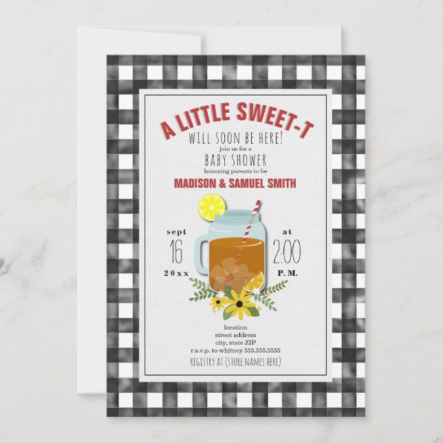 Invitation pour une baby shower avec motif floral  (Devant)