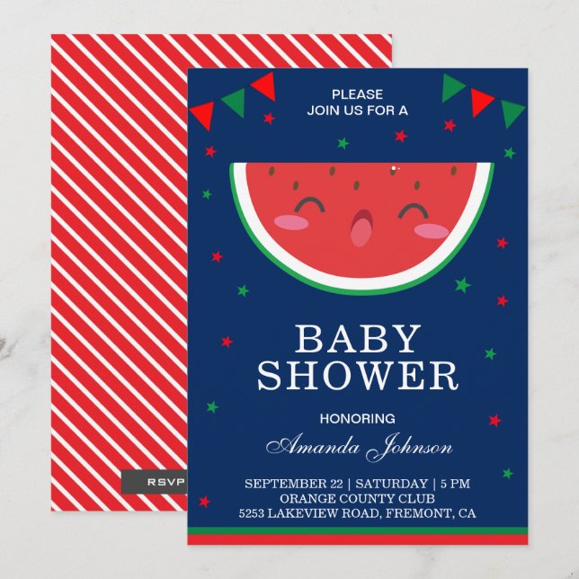Invitation pour une baby shower avec un adorable b (Devant / Derrière)