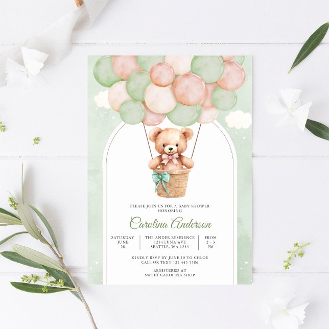 Invitation pour une Baby Shower avec un ballon en  (Créateur téléchargé)