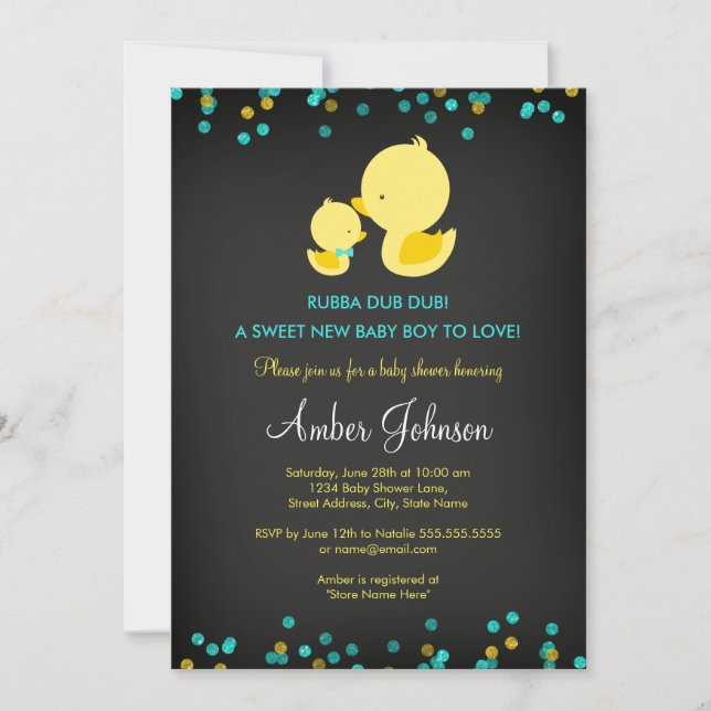 Invitation pour une baby shower avec un canard en  (Devant)