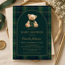 Invitation pour une baby shower avec un ours en pe