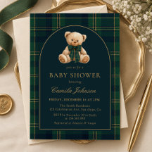 Invitation pour une baby shower avec un ours en pe