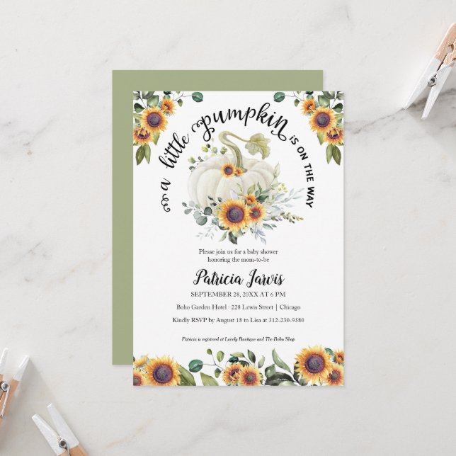 Invitation pour une Baby Shower avec un peu de cit (Devant/Arrière en situation)